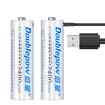  1,5 USB AA Литиево-йонна Батерия 2400 МВтч USB Акумулаторни Литиево-йонни Батерии за Дистанционно Управление Електрически Играчка Зарядно Устройство + Кабел