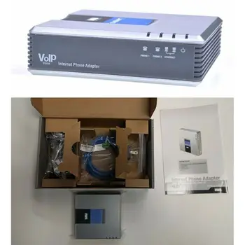  1 Комплект VOIP Gateway 2 Порта SIP V2 Протокол за Интернет, Телефон, Гласова Адаптер с Мрежов Кабел за Linksys PAP2T AU/EU/US/UK Щепсел