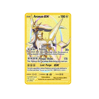  10000 Л. С. Arceus Pokemon Карти Iron Метал Vmax САМ Златни Английски Пикачу Букви Играта са подбрани Карта Детски Играчки, Подарък За Рожден Ден