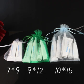  100шт 7x9 9x12 10x15 см Шнур Сватбена Торбичка за Подарък Пакети Чанта, изработена От Органза За Опаковане на Бижута Дисплей