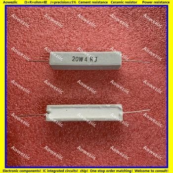  10ШТ RX27 Странично резистор циментов 20 W на 4 Ω 20 W 4R 4RJ 20W4RJ 4 Ω 20W4R Керамично Съпротива точност 5% Устойчивост на мощност