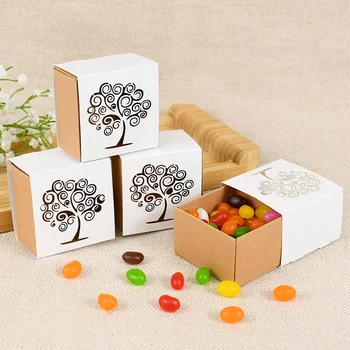  10шт Дървото на Любовта Крафт-Хартия Кутия Бонбони за Опаковане на Подаръци Кутия Дизайн на Сватбената Парти Шоколадови Бисквитки Полза Опаковка Декор Кутия За Торти