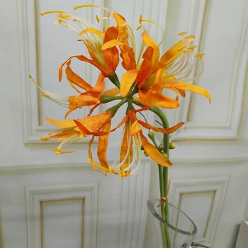  2 Вилици изкуствена клонка цвете хиганбана имитация на цветя орхидея домашно сватбена украса