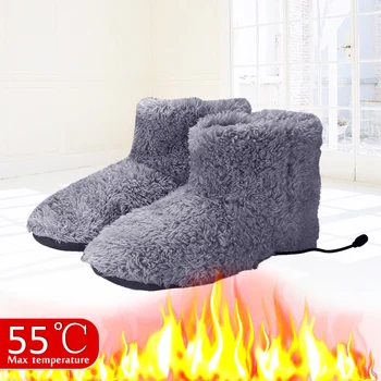 2022 Зимни Топли Зимни Ботуши, Удобни Миещи се Плюшени Обувки С Електрически Нагревател, Топло на Краката, Подарък за Жени, Мъже, Зареждане чрез USB
