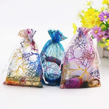  20PCS Бижута Опаковъчен Чанта Торбички От Органза Подарък Бонбони Сватба Парти на Goodie Опаковка Сувенири Чанти Drawable Подарък Чанта За Съхранение