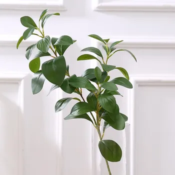  3D Принт момента на докосване Ficus клон на дървото, изкуствени листа изкуствена зеленина украса фалшив цвете plantas artificiais зелен лист