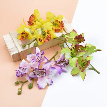  4 Глави/комплект Тайландски Орхидея Сватбени Декоративни Цветя, Венци За Scrapbooking Аксесоари За Декорация на Дома Изкуствени Цветя Евтини