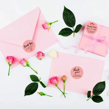  500 бр./1 Инч Благодаря Етикети розов цвят за Печат на Етикети за Опаковане на Подаръци Етикети Рожден Ден на Предложение за Подарък за Запечатване етикети