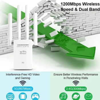  5G Wi-Fi Ретранслатор Усилвател Wi-Fi Далечни разстояния 1200 Mbps Wi-Fi Удължител Мрежата на Сигнала на Безжичната Усилвател Wi-Fi 5 Ghz Точка за достъп Wi-Fi