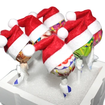  6ШТ Мини-Шапка на Дядо Коледа Коледа Коледа е Празник Малка близалка Санта шапки Топ Topper на Кутията Фестивал за Коледна Украса