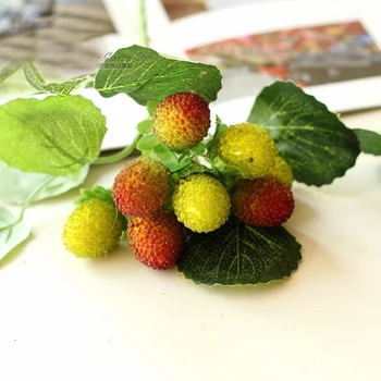  9 изкуствени фалшиви плодове сватбена украса на дома цвете и изкуствени плодове, гребло ягоди подпори за фотосесия растение