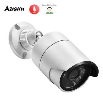  AZISHN Аудио H. 265AI за Сигурност IP Камера 4MP Разпознаване на лица IP66 Водоустойчив Метален Открит P2P Ден/Нощ POE ВИДЕОНАБЛЮДЕНИЕ Cam
