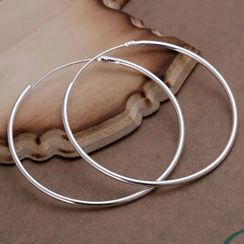  E042 Обеци със сребърно покритие 2013, модни бижута обеци Гланцово кръгъл пръстен за уши / jnsa sfba
