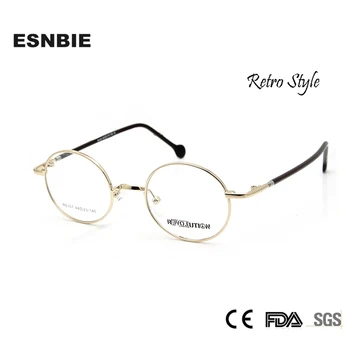  ESNBIE Ретро Дизайн Мъжки Малки Кръгли Очила Дамски Очила от Късогледство Реколта Рамки за Очила с Прости Лещи oculos grau de