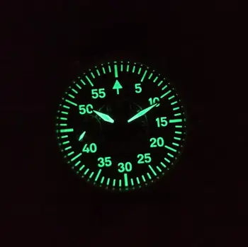  GEERVO Без лого пилотен Черен Циферблат 44 мм Ръчни механични мъжки часовник ST3600-2 механизма за 9 часа секунди