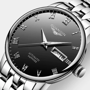  Guanqin нови 39 мм луксозни модни мъжки механични часовници с автоматично от гривна от неръждаема стомана аксесоар relogio masculino