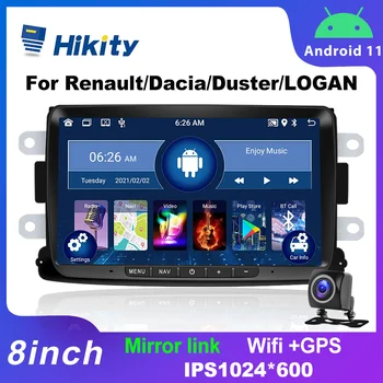  Hikity 2 Din Android 11 Автомобилен Радиоприемник За Renault Dacia LOGAN Sandero Duster Lodgy Lada визуален контрол Captur GPS Навигация Мултимедиен Плеър