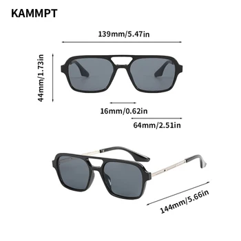  KAMMPT Vintage Слънчеви Очила за Мъже и Жени, Модни Нови Слънчеви Очила с двойно мост, Градиентные Мъжки Нюанси, Ретро-Модерни Дамски Слънчеви Очила с UV400