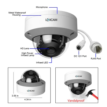  LOXCAM H. 265 4K ВИДЕОНАБЛЮДЕНИЕ Аудио Запис Система охранителна Камера 8MP POE Антивандальная Куполна IP камера Комплект за домашно Видеонаблюдение 4K, HDMI