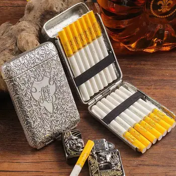  Mewah Antik Diukir Kotak Rokok Wadah Kotak Tembakau Rokok Saku Pemegang Kotak Penyimpanan Rokok Kotak Hadiah