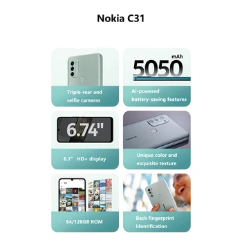  Nokia C31 4 + GB 128 GB 4G Смартфон 6,74 
