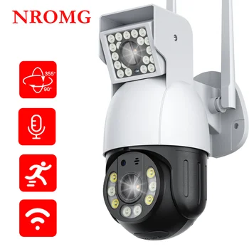  NROMG двухобъективная WiFi Интелигентна Камера за Сигурност Водоустойчива Куполна Външна Автоматична Отслеживающая Безжична Камера за Видеонаблюдение, с Увеличение