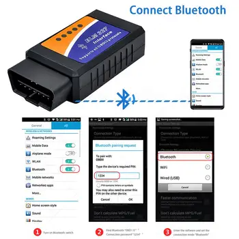  OBD2 ELM327 V1.5 Bluetooth Адаптер Met PIC18F25K80 Автоматичен Инструмент за Диагностика Elm 327 Obdii Автоматичен Четец на код Obd 2 Авто скенер