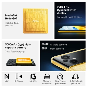  POCO M5 Глобалната версия на 64 GB/128 GB NFC Смартфон Хелио G99 Восьмиядерный 90 Hz 6,58 