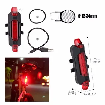  SHENKEY USB Акумулаторна Велосипеден Фенер Предни и Задни Комплект С 5 Светодиода 4 Режима на Главата на Задния Велосипед Светеща Сигнална Лампа за Сигурност