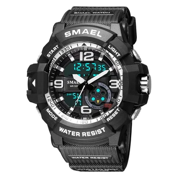  SMAEL Часовници За Мъже, Водоустойчиви до 50 Метра луксозна Марка Двойна Часова зона мъжки ръчен часовник digital Електронни часовници 8036