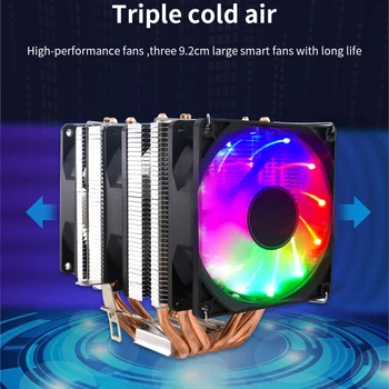  TISHRIC Охлаждащ Вентилатор 6 Меден дебелото черво Вентилатор за Охлаждане на процесора 4-Пинов PWM RGB За Intel LGA 2011 1150 1151 AMD AM2 AM3 Вентилатор на Радиатора