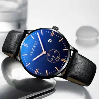  WOKAI висококачествени мъжки ежедневни кварцов часовник с колан, мъжки ночники, водоустойчив бизнес водоустойчив модни часовници, ретро студентски