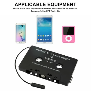  Авто Аудиокассетный Безжичен адаптер Bluetooth-съвместими 5.0 с микрофон за ръце без телефонна връзка