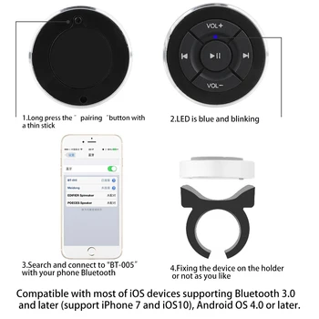  Автомобилен Волан Безжично Дистанционно Управление за IOS и Android Телефон, Таблет Мотор под наем Bluetooth Медии Бутон за Регулиране на силата на Звука