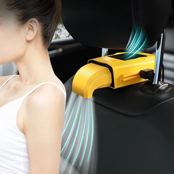  Вентилатор за Охлаждане на Задната седалка на Колата Преносим Вентилатор За Седалки на Автомобила 3-степенна Регулируема Вентилатор За Вентилация на Задната Седалка USB Акумулаторна Въздушен Вентилатор