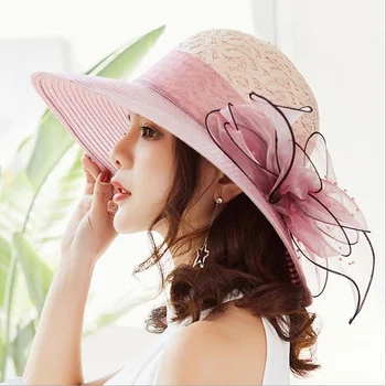  Висококачествена дамска шапка лятна нова тайванската коприна, увити прежди голяма шапка на цветя в цвят солнцезащитная шапка дамски слънчеви шапки за жени
