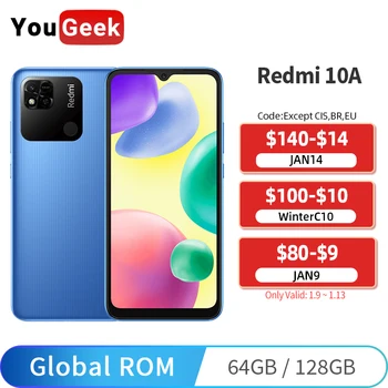  Глобалната вградена памет Xiaomi Redmi 10A 4 GB 64 GB/128 GB Хелио G25 Восьмиядерный 5000 mah Батерия 6,53 