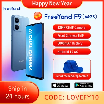  Глобалната версия на FreeYond F9 Смартфон 64 GB HD + Екран Восьмиядерный 13 Mp с Двойна Камера 5000 ма Android Телефон Смарт Мобилен Телефон