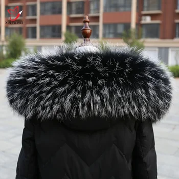  Дамско палто с яка от естествена кожа на миеща мечка, Естествен Топъл Луксозен Шал, Голяма Зимна шал, Мъжко сако, яка от кожа
