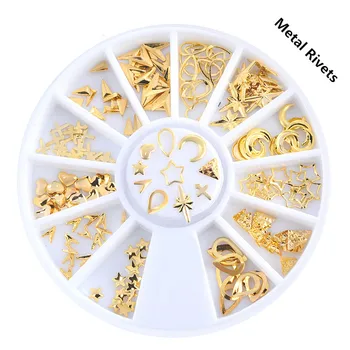  Златна Смес 3D Кръст Бижута и Аксесоари Дизайн Метални Нитове Декорации За Нокти