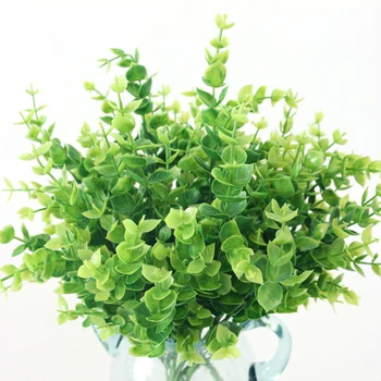  Имитация на цветове на пластмасови фалшиви сухи цветя, листа от евкалипт пари зелени растения в саксии