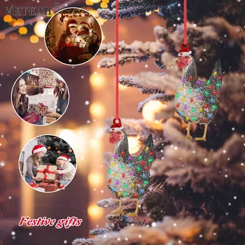  Коледно Дърво Окачване с Петел на Изящни Бижута с Пиле Коледни Подаръци, Коледна Окачване с Пиле за Окачване Коледна Елха, Висящи Декор