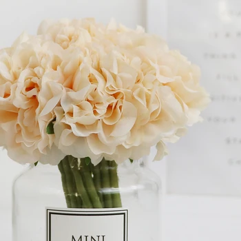  коприна роза изкуствени цветя с ваза сватбени централните маси за хортензия декор за дома на цветя в саксии женски подарък