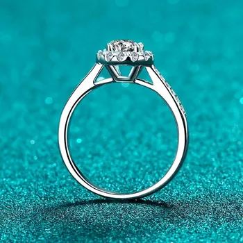  Луксозен Пръстен от Сребро 925 проба, Отлична Кройка D Color Pass Diamond Test Mossanite Party Ring