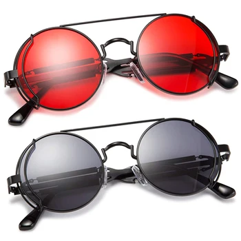  Метални Слънчеви Очила В Стил Steampunk, Мъжки И Дамски Модни Кръгли Очила, Брендовый Дизайн, Vintage Слънчеви Очила с Високо Качество, Oculos De Sol UV400