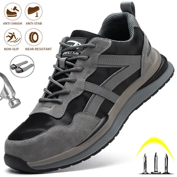  Мъжки Строителна И Индустриална Градинска Работа Обувки Securit Със Защита От Удари, Защитно Удобни Дишащи Защитни Обувки Със Стоманени Пръсти