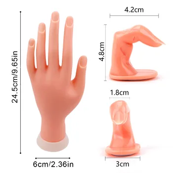  На Практика Дизайн на Ноктите е Мека Пластмаса Модел на Ръцете + 5/10 бр. Фалшив Дизайн Нокти, Акрил UV-Гел на Пръста на Ръцете Регулируема Ноктите Инструмент За обучение
