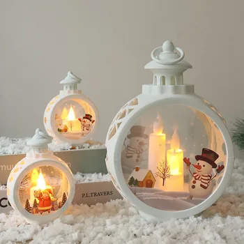  Нов Коледен Ретро Кръг На Малка Вятърна Лампа, Прозорец, Коледно Дърво, Подвесная Led Стъклена Свещ, Лампа За Коледната Украса