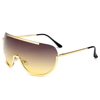  Нови Слънчеви Очила Oversize Shield, Дамски Слънчеви Очила С Големи Рамки От Сплав, Пълнозърнести Секси Стръмни Слънчеви Очила С Прозрачни Градиентными Лещи, Очила с UV400 Нюанси