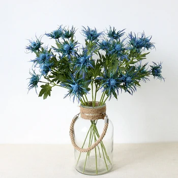  Ново Моделиране Eryngium Plant Пластмасови Изкуствени Цветя, Творческа Изкуство Договореност Материал